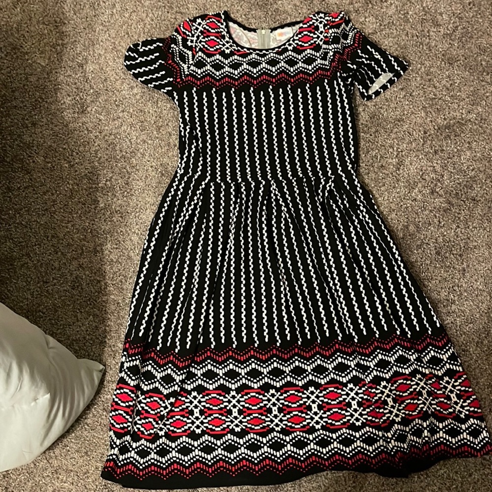 Black, white and red dress